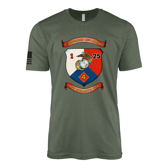 1st Battalion 25th Marines Sailor Jerry Style T-Shirt - Military Green