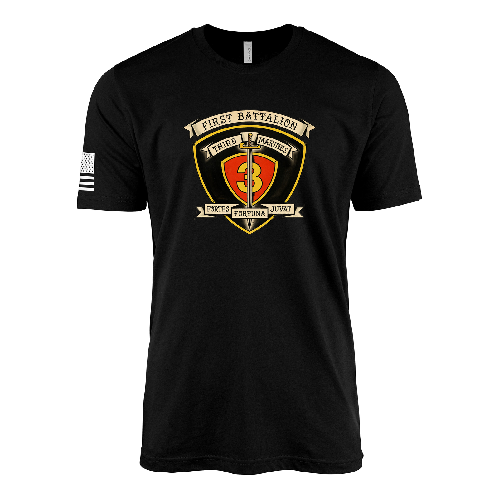 1st Battalion 3rd Marines Sailor Jerry Style T-Shirt - Black
