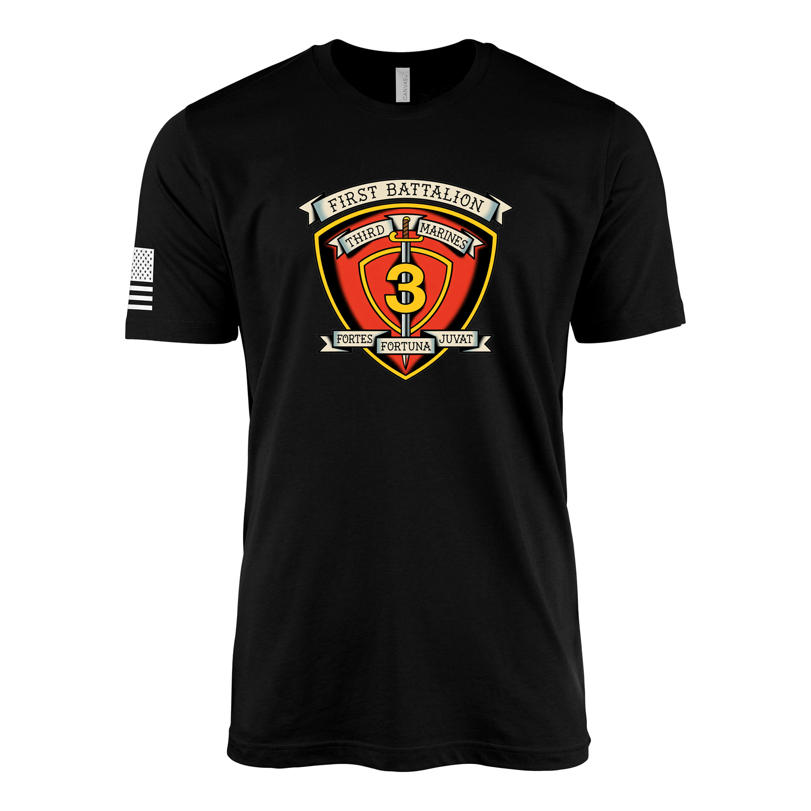 1st Battalion 3rd Marines Vintage Flash Sailor Jerry Style T-Shirt - Black