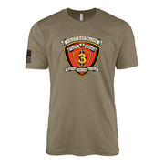 1st Battalion 3rd Marines Vintage Flash Sailor Jerry Style T-Shirt - Coyote Brown