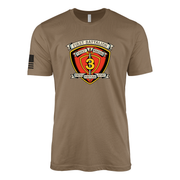 1st Battalion 3rd Marines Vintage Flash Sailor Jerry Style T-Shirt - Woodland Brown