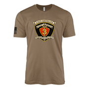 1st Battalion 3rd Marines Sailor Jerry Style T-Shirt - Woodland Brown
