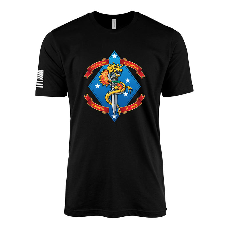1st Battalion 4th Marines Warrior Flash Sailor Jerry Style T-Shirt
