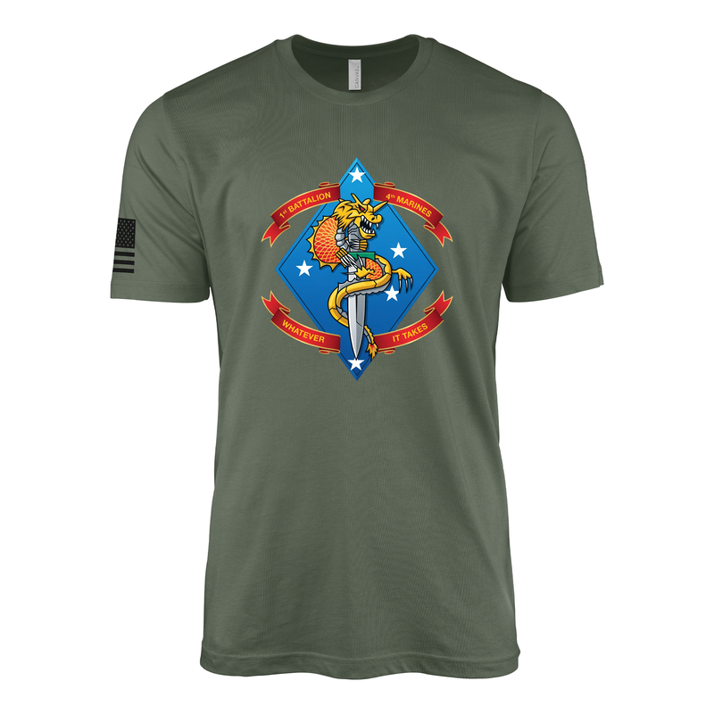 1st Battalion 4th Marines Warrior Flash Sailor Jerry Style T-Shirt