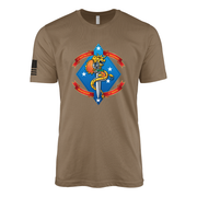 1st Battalion 4th Marines Warrior Flash Sailor Jerry Style T-Shirt - Woodland Brown