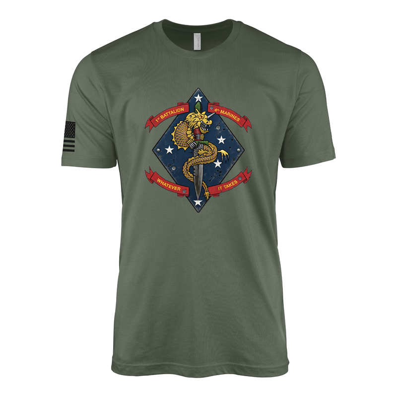 1st Battalion 4th Marines Tradition Flash Sailor Jerry Style T-Shirt
