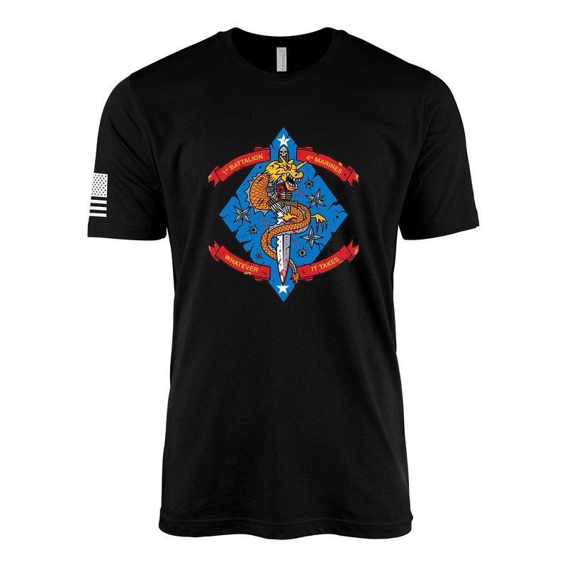1st Battalion 4th Marines Torch Flash Sailor Jerry Style T-Shirt