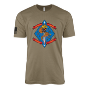 1st Battalion 4th Marines Torch Flash Sailor Jerry Style T-Shirt - Coyote Brown