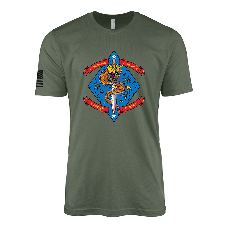 1st Battalion 4th Marines Torch Flash Sailor Jerry Style T-Shirt