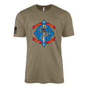 1st Battalion 4th Marines Classic Flash Sailor Jerry Style T-Shirt - Coyote Brown