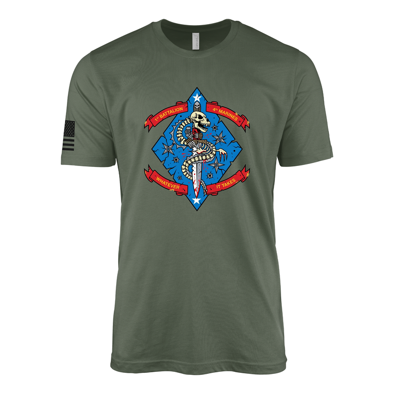 1st Battalion 4th Marines Classic Flash Sailor Jerry Style T-Shirt