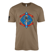 1st Battalion 4th Marines Classic Flash Sailor Jerry Style T-Shirt - Woodland Brown