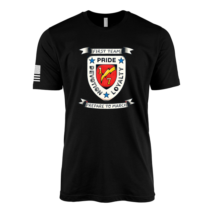 1st Battalion 7th Marines Suicide Charley Sailor Jerry Style T-Shirt - Black