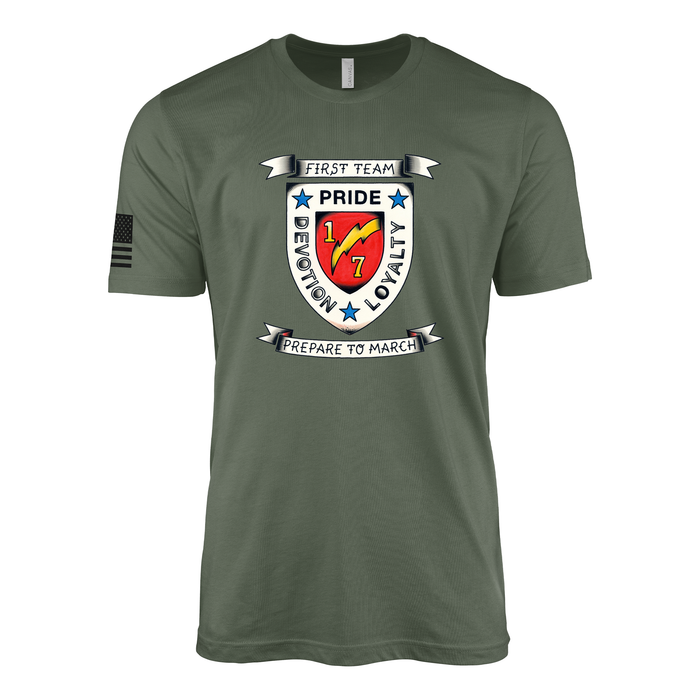 1st Battalion 7th Marines Suicide Charley Sailor Jerry Style T-Shirt - Military Green