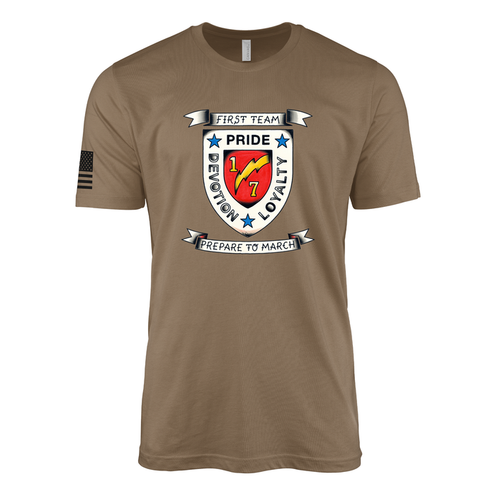 1st Battalion 7th Marines Suicide Charley Sailor Jerry Style T-Shirt - Woodland Brown