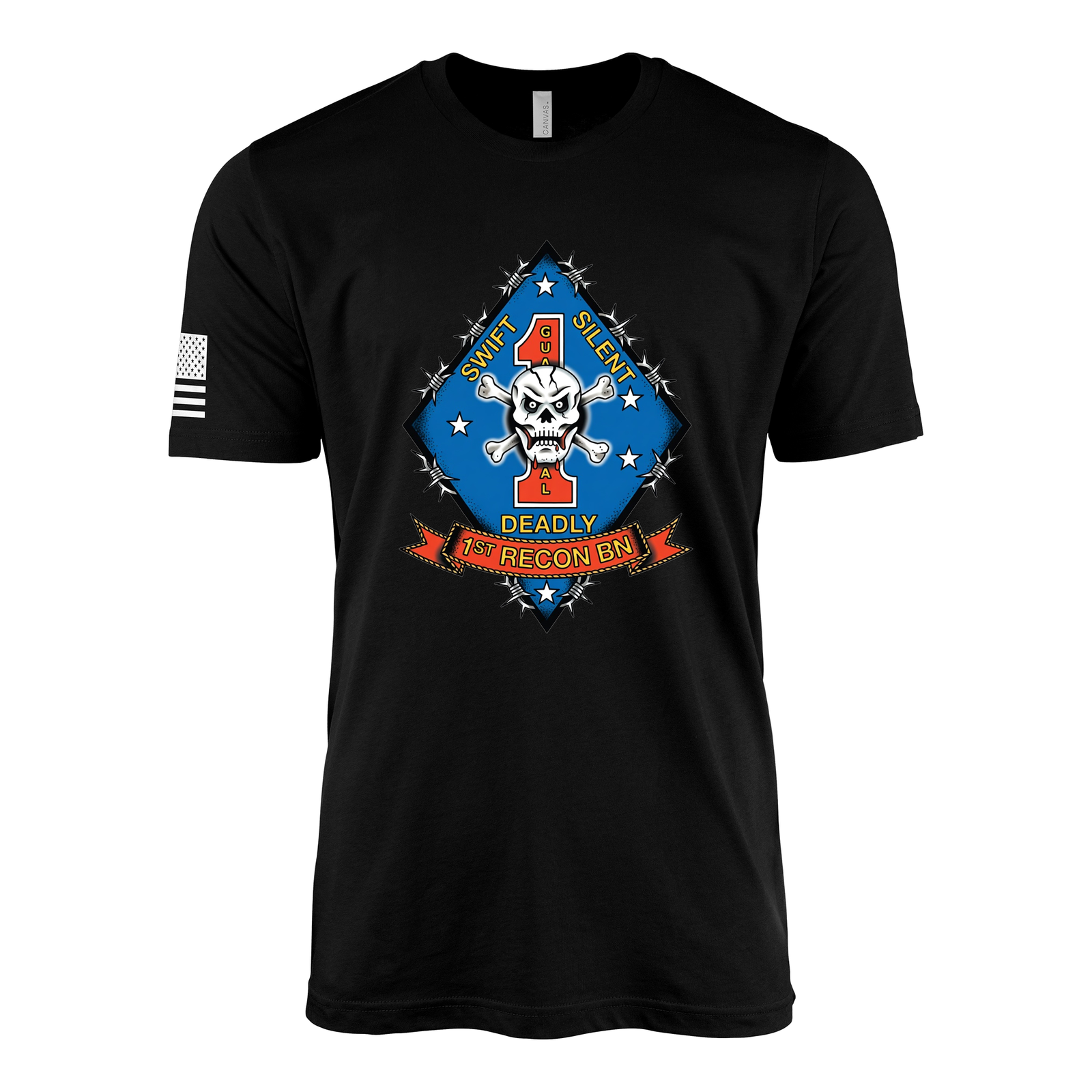 1st Reconnaissance Battalion Sailor Jerry Style T-Shirt - Black