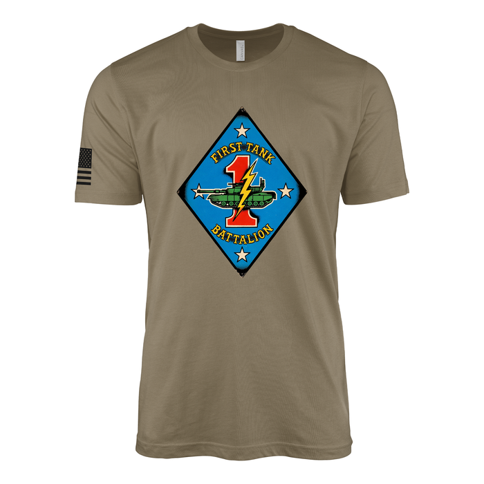 1st Tank Battalion Sailor Jerry Style T-Shirt - Coyote Brown