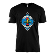 1st Tank Battalion Vintage Flash Sailor Jerry Style T-Shirt - Black