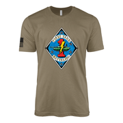 1st Tank Battalion Vintage Flash Sailor Jerry Style T-Shirt - Coyote Brown