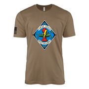 1st Tank Battalion Vintage Flash Sailor Jerry Style T-Shirt - Woodland Brown
