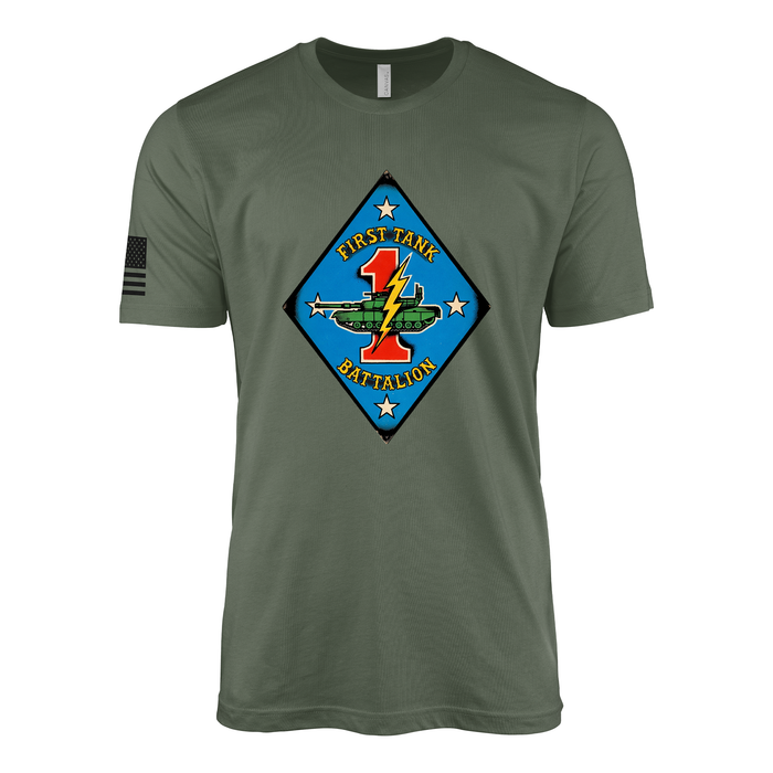 1st Tank Battalion Sailor Jerry Style T-Shirt - Military Green