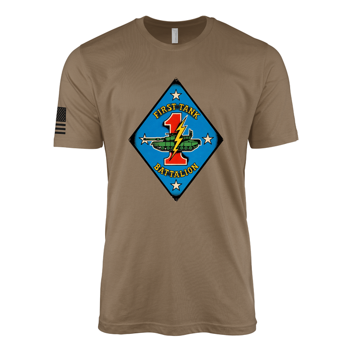 1st Tank Battalion Sailor Jerry Style T-Shirt - Woodland Brown