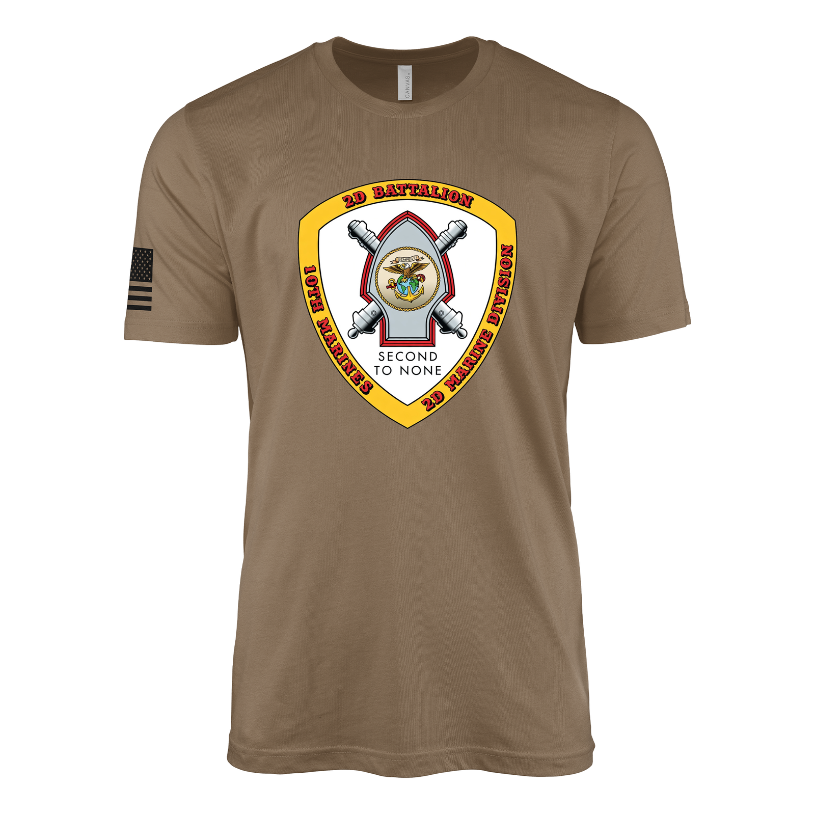 2nd Battalion 10th Marines Sailor Jerry Style T-Shirt - Woodland Brown
