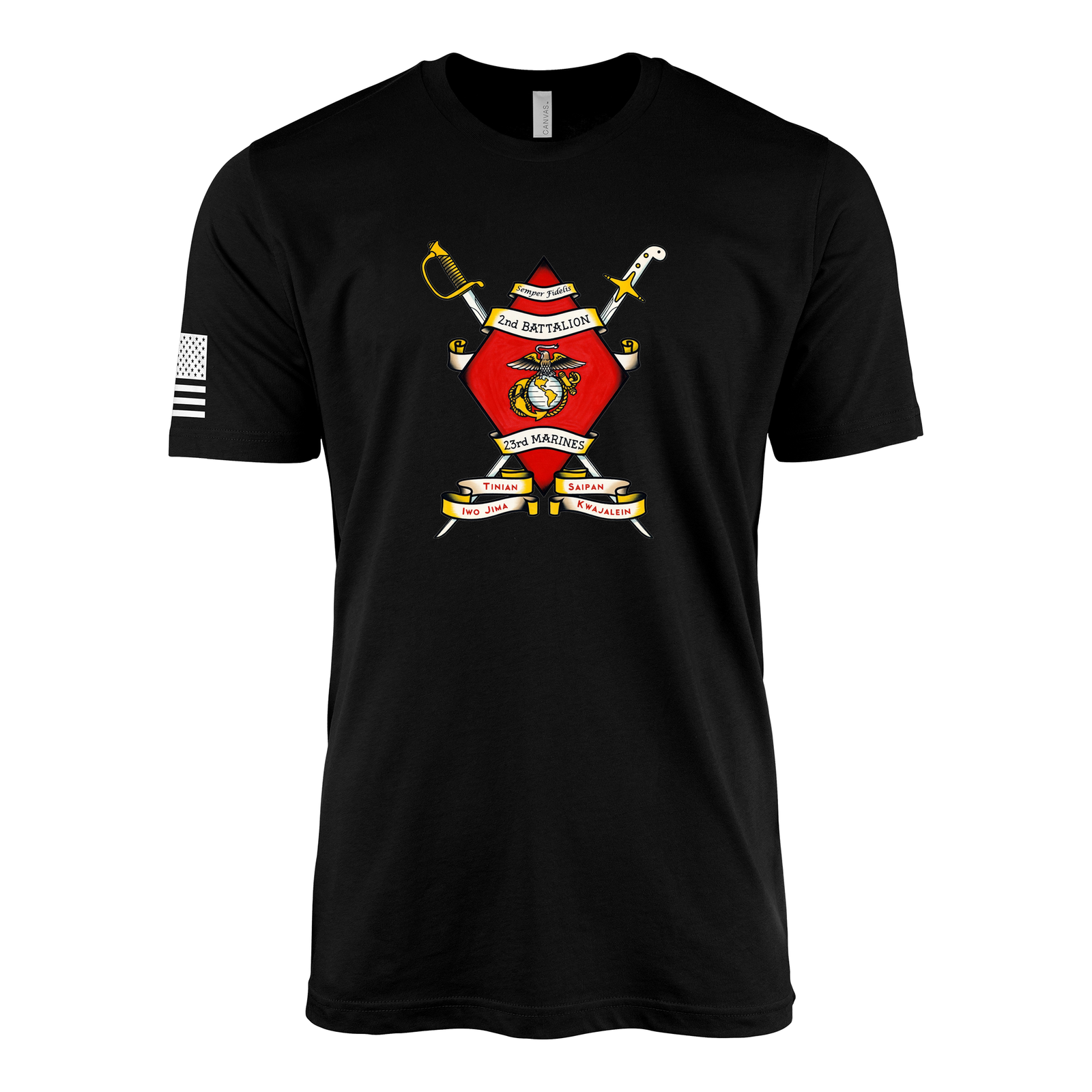 2nd Battalion 23rd Marines Sailor Jerry Style T-Shirt - Black