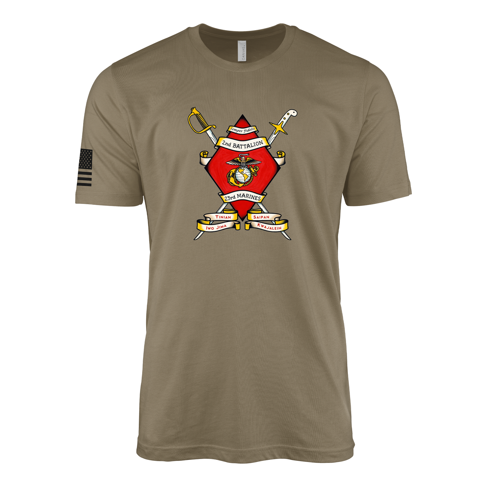 2nd Battalion 23rd Marines Sailor Jerry Style T-Shirt - Coyote Brown