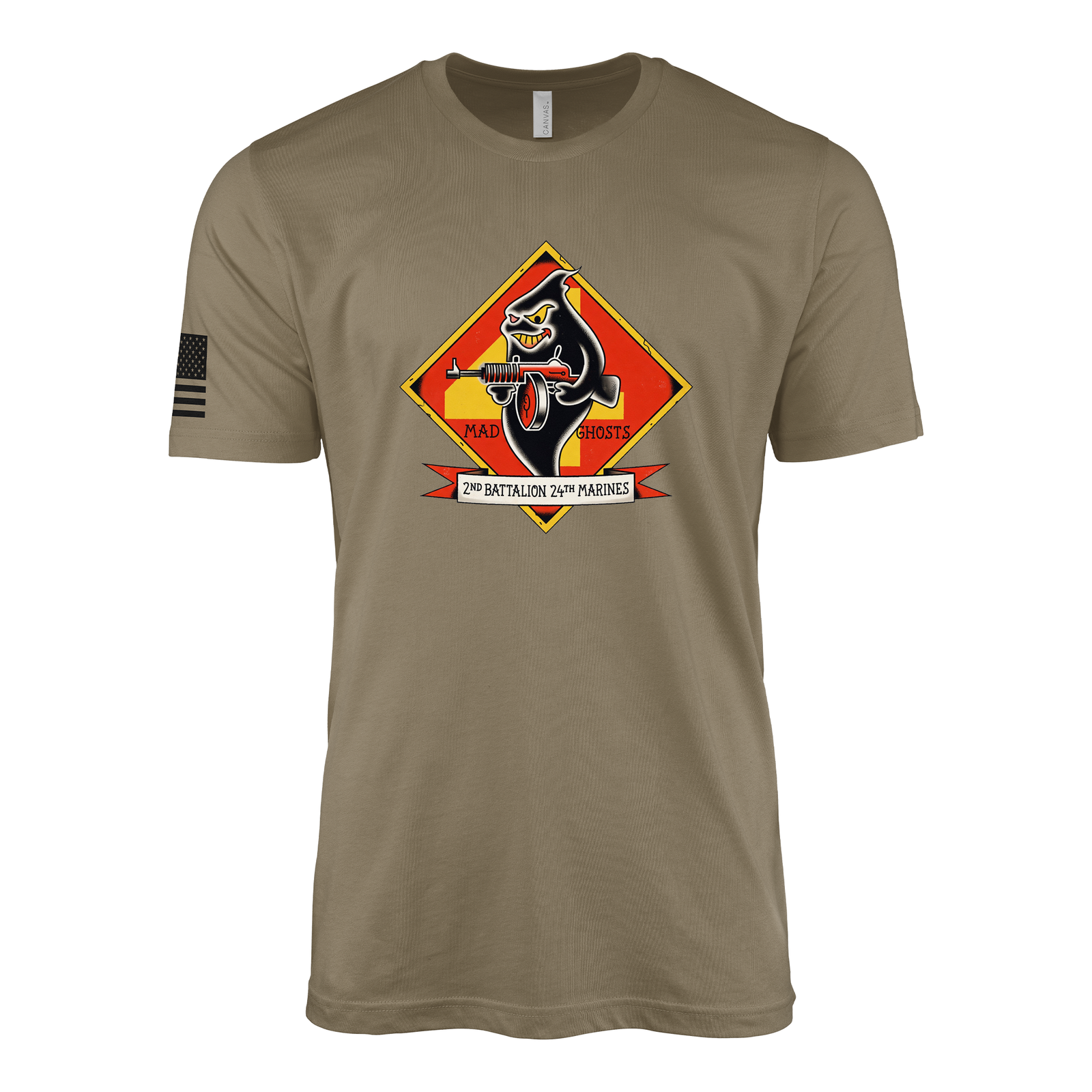 2nd Battalion 24th Marines Sailor Jerry Style T-Shirt - Coyote Brown