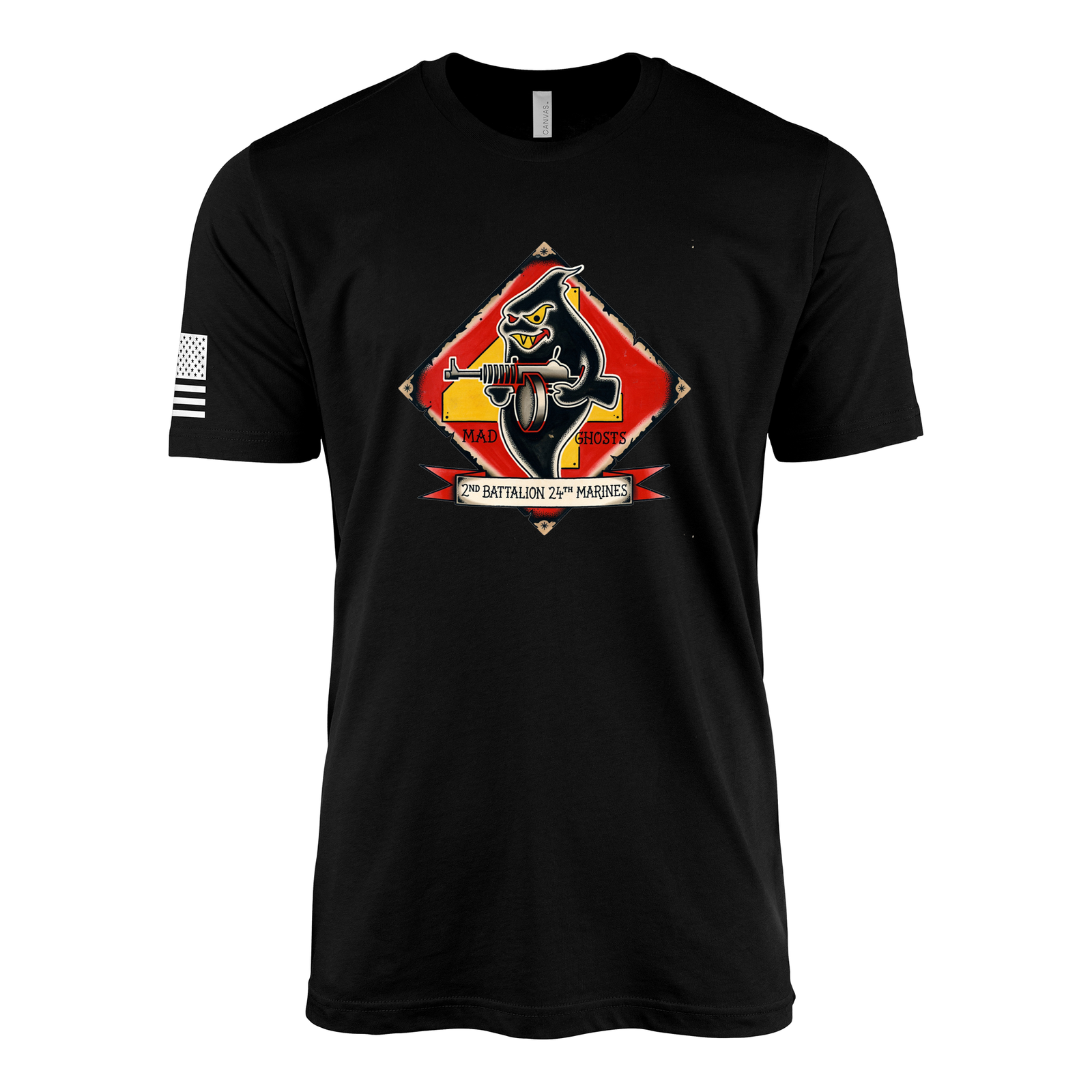 2nd Battalion 24th Marines Vintage Flash Sailor Jerry Style T-Shirt - Black