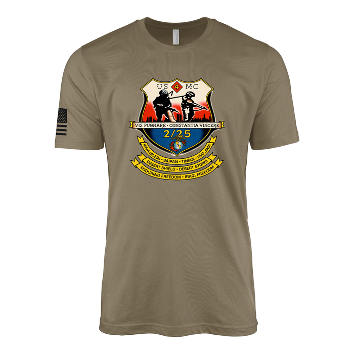 2nd Battalion 25th Marines Sailor Jerry Style T-Shirt - Coyote Brown