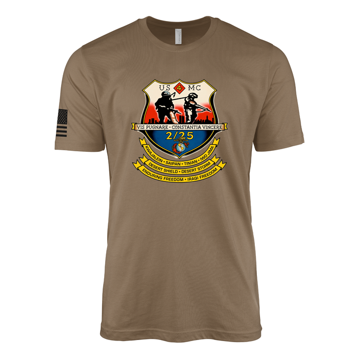 2nd Battalion 25th Marines Sailor Jerry Style T-Shirt - Woodland Brown