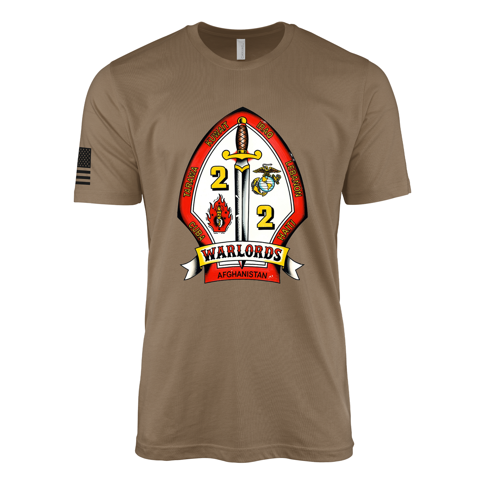 2nd Battalion 2nd Marines Sailor Jerry Style T-Shirt - Woodland Brown