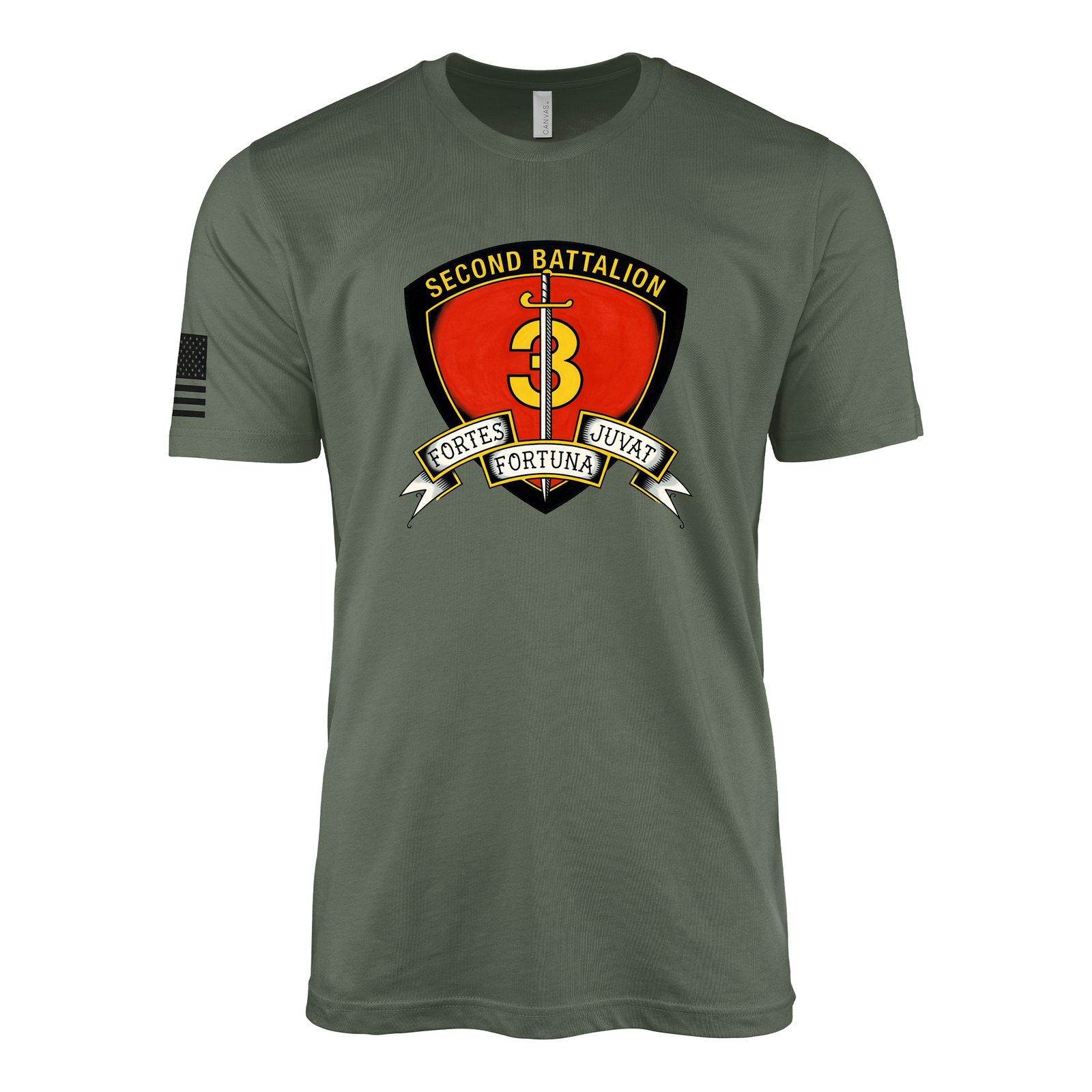 2nd Battalion 3rd Marines Sailor Jerry Style T-Shirt - Military Green