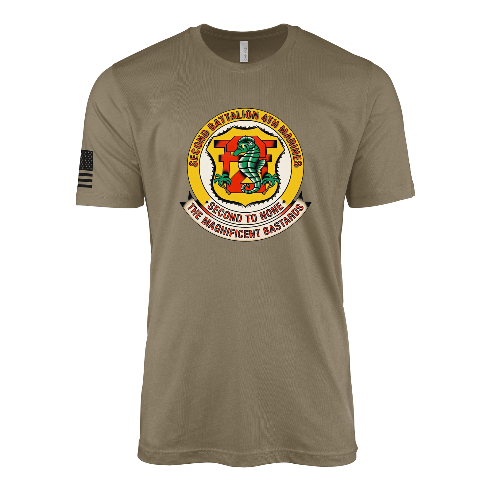 2nd Battalion 4th Marines Sailor Jerry Style T-Shirt - Coyote Brown