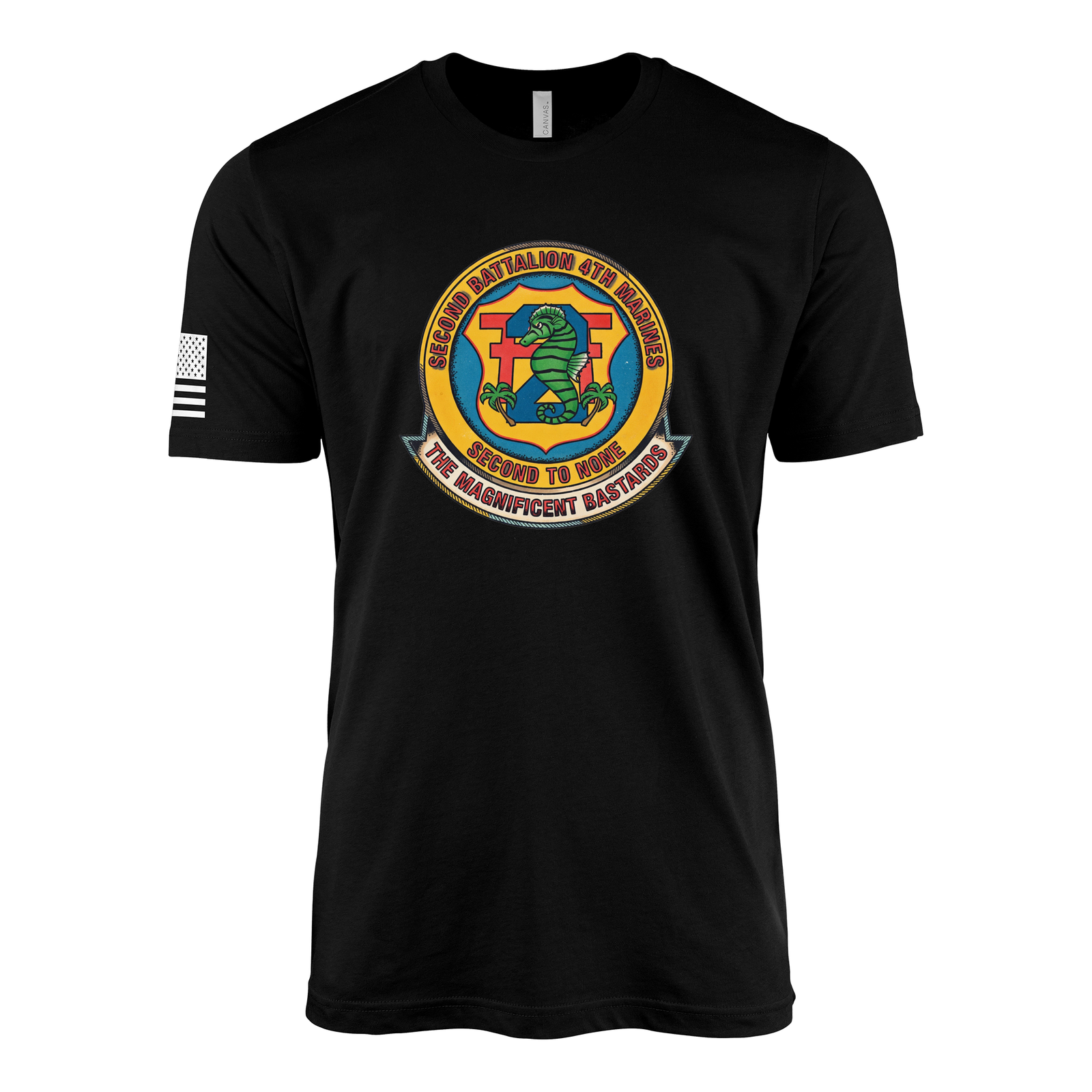 2nd Battalion 4th Marines Tradition Flash Sailor Jerry Style T-Shirt - Black