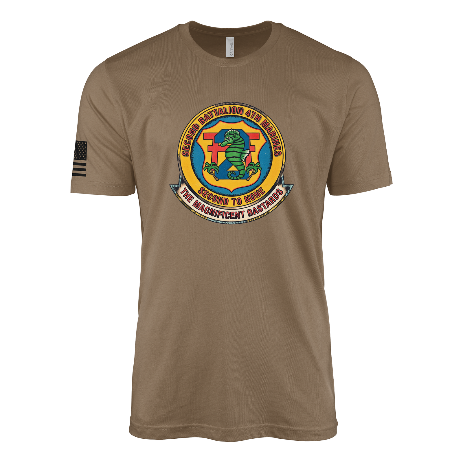 2nd Battalion 4th Marines Tradition Flash Sailor Jerry Style T-Shirt - Woodland Brown