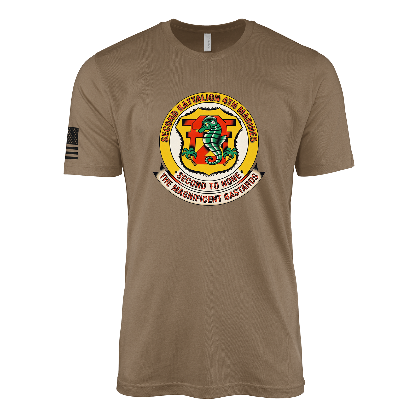2nd Battalion 4th Marines Sailor Jerry Style T-Shirt - Woodland Brown