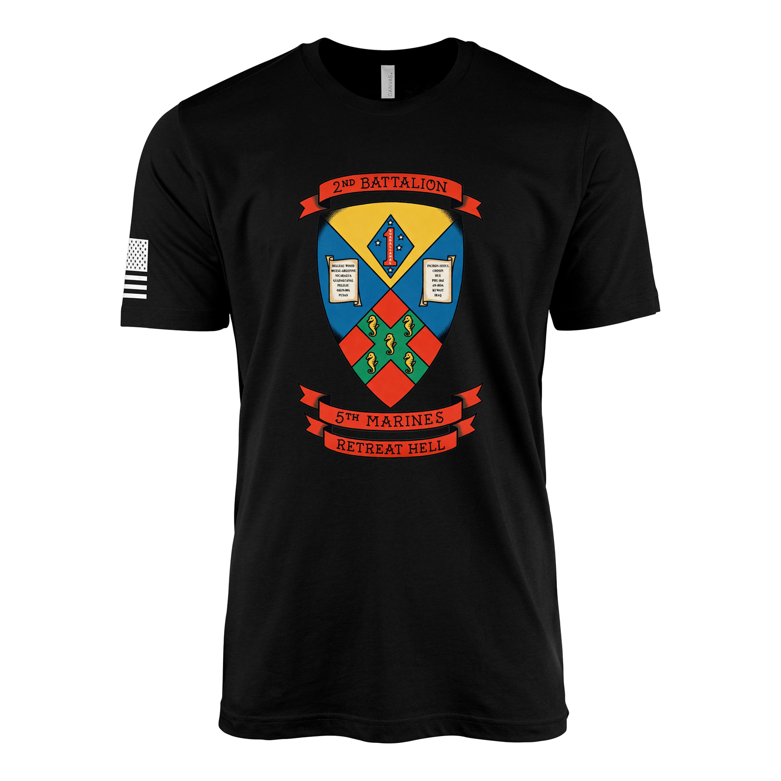 2nd Battalion 5th Marines Retaliators Sailor Jerry Style T-Shirt - Black