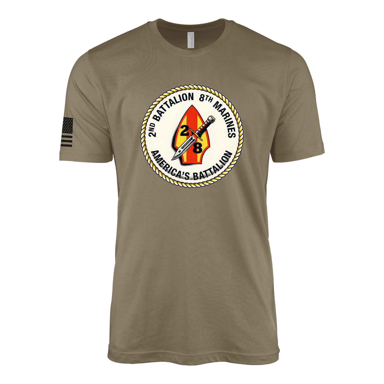 2nd Battalion 8th Marines Sailor Jerry Style T-Shirt - Coyote Brown