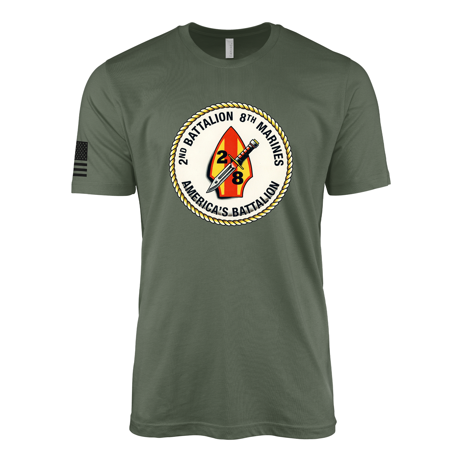 2nd Battalion 8th Marines Sailor Jerry Style T-Shirt - Military Green