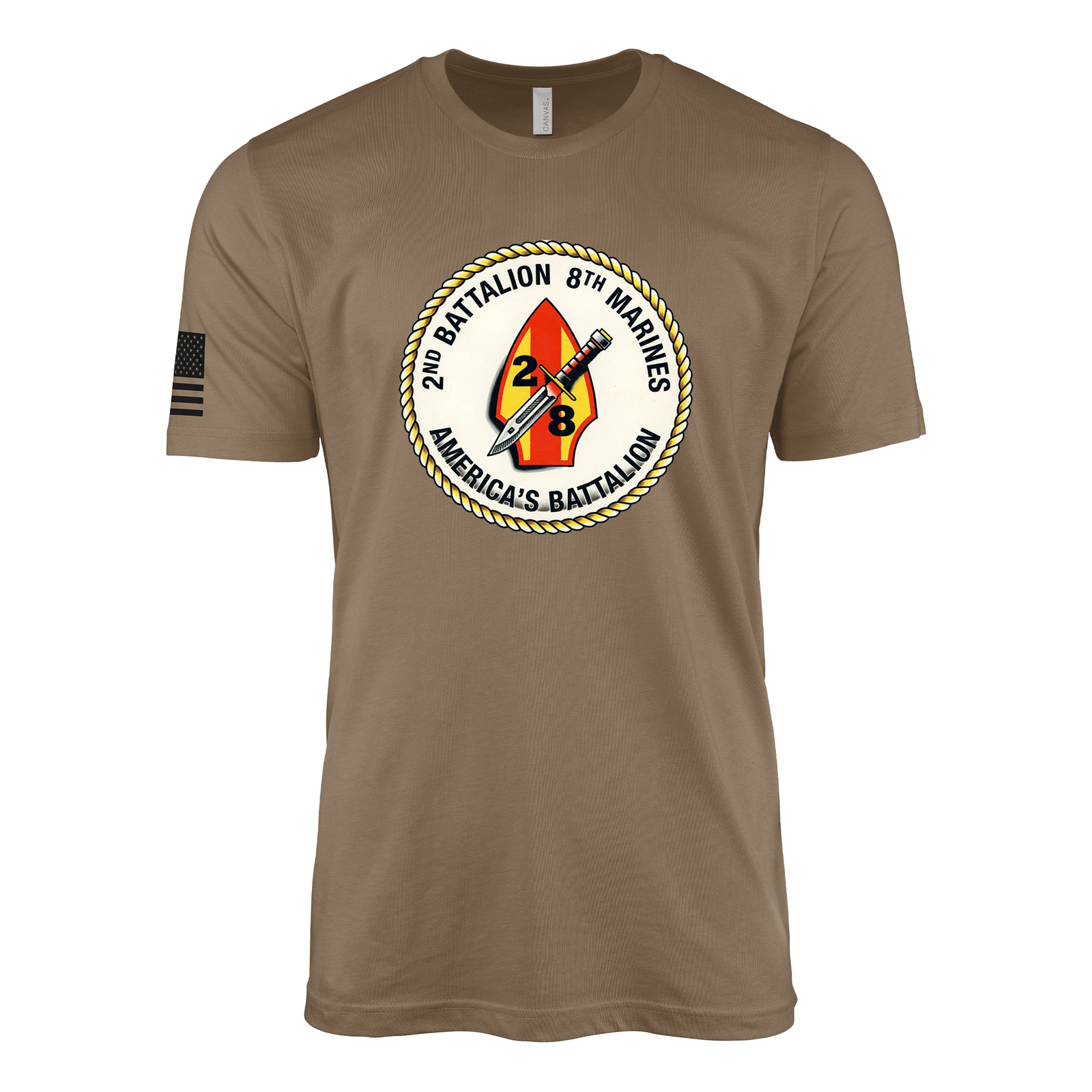 2nd Battalion 8th Marines Sailor Jerry Style T-Shirt - Woodland Brown