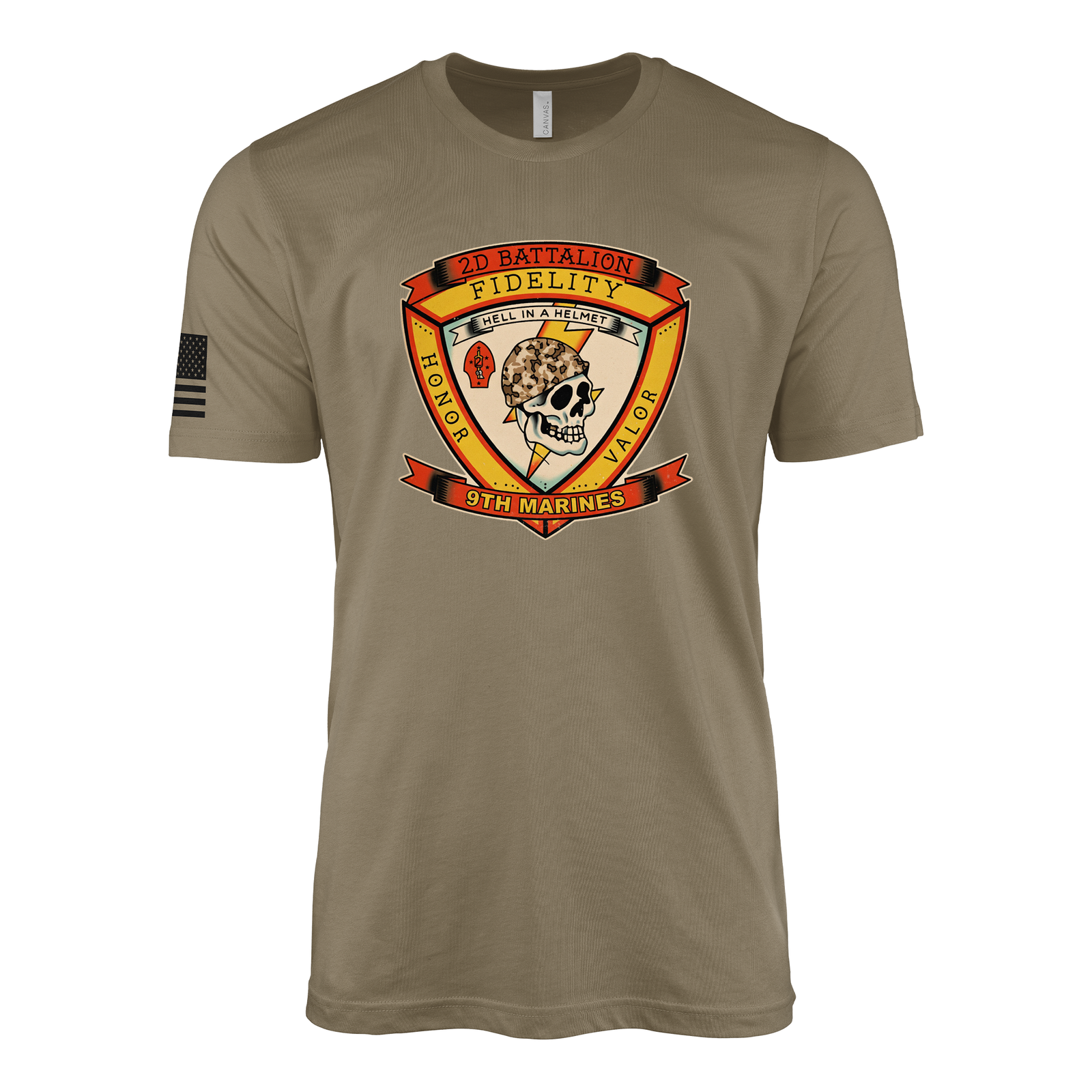 2nd Battalion 9th Marines The Walking Dead Sailor Jerry Style T-Shirt - Coyote Brown