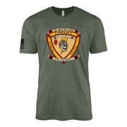 2nd Battalion 9th Marines Vintage Flash Sailor Jerry Style T-Shirt - Military Green