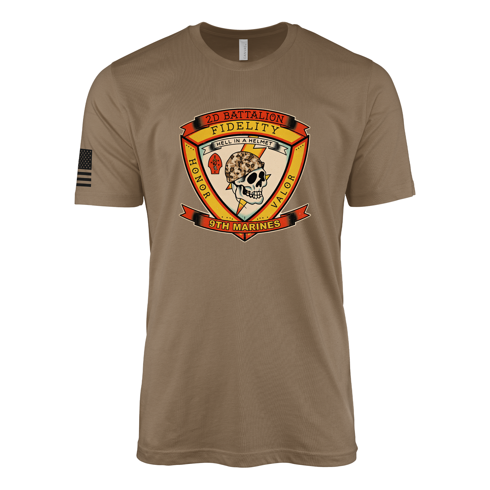 2nd Battalion 9th Marines The Walking Dead Sailor Jerry Style T-Shirt - Woodland Brown