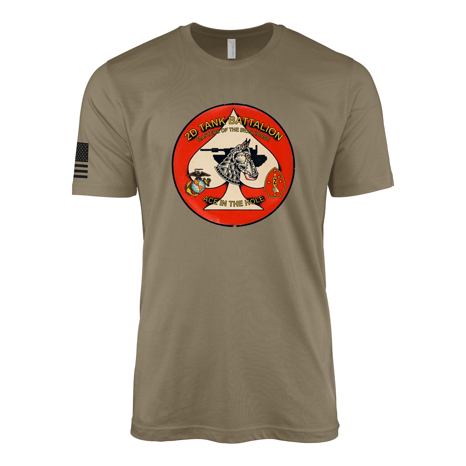 2nd Tank Battalion Vintage Flash Sailor Jerry Style T-Shirt - Coyote Brown