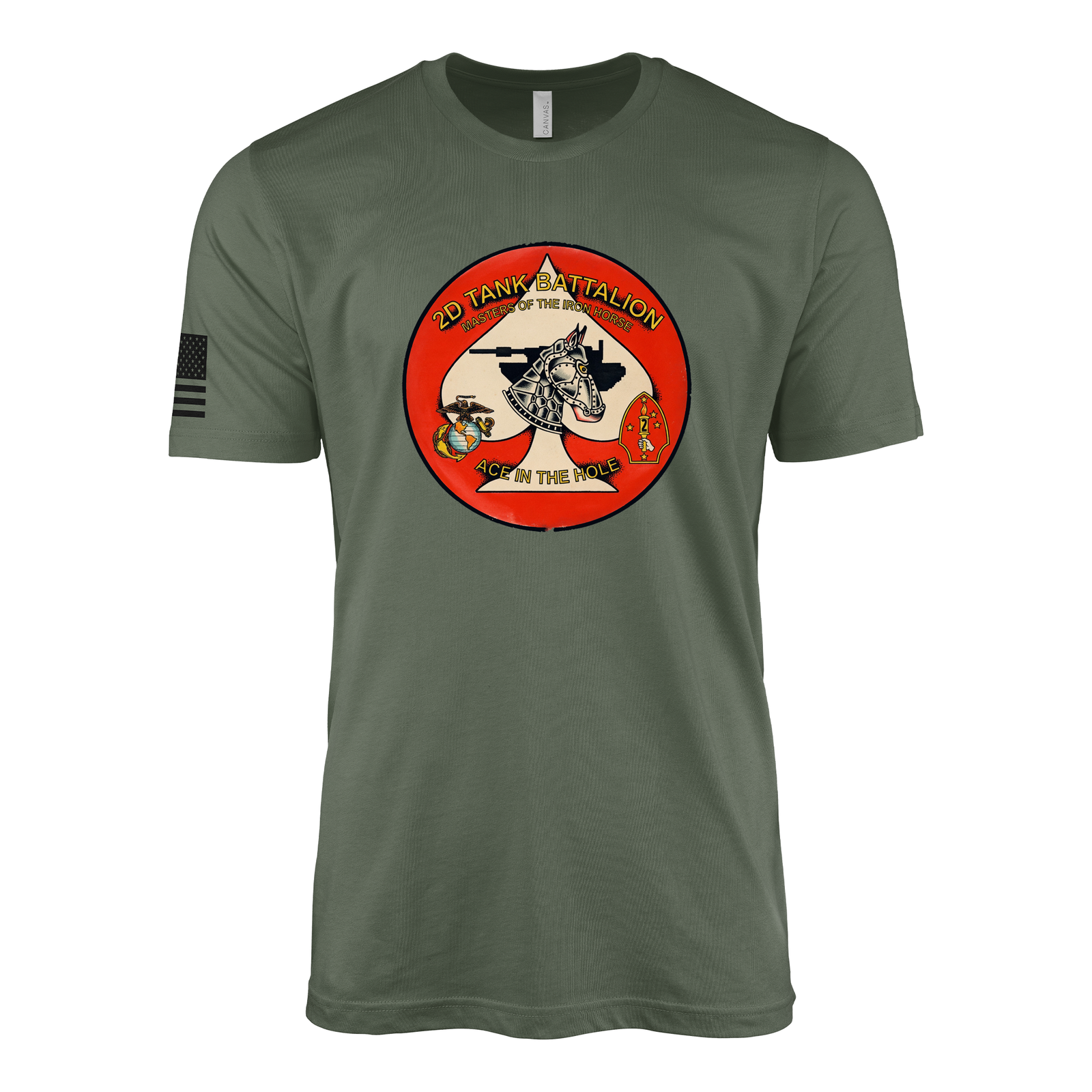 2nd Tank Battalion Vintage Flash Sailor Jerry Style T-Shirt - Military Green