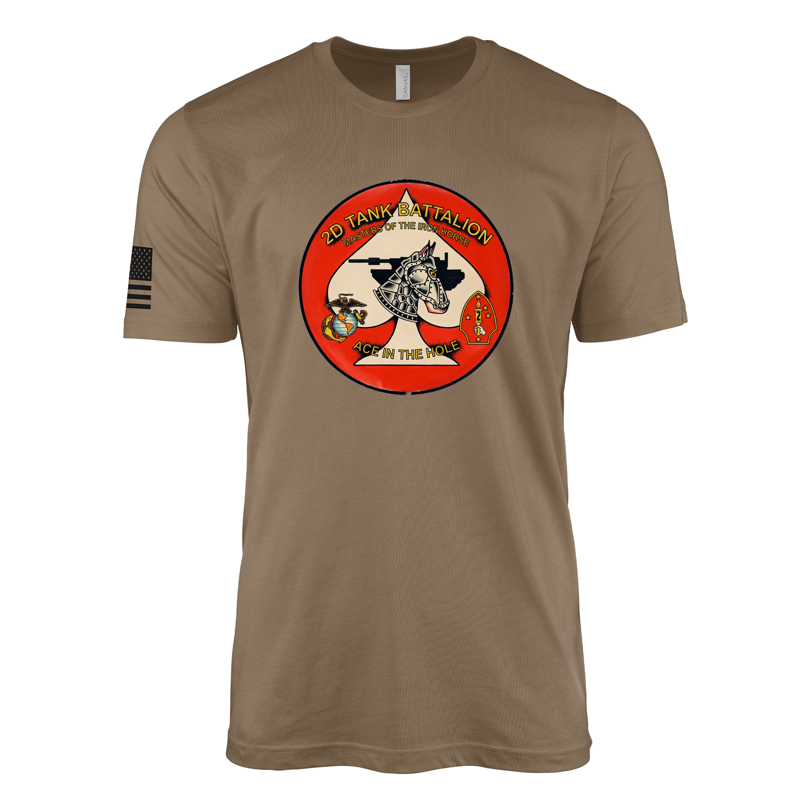 2nd Tank Battalion Vintage Flash Sailor Jerry Style T-Shirt - Woodland Brown