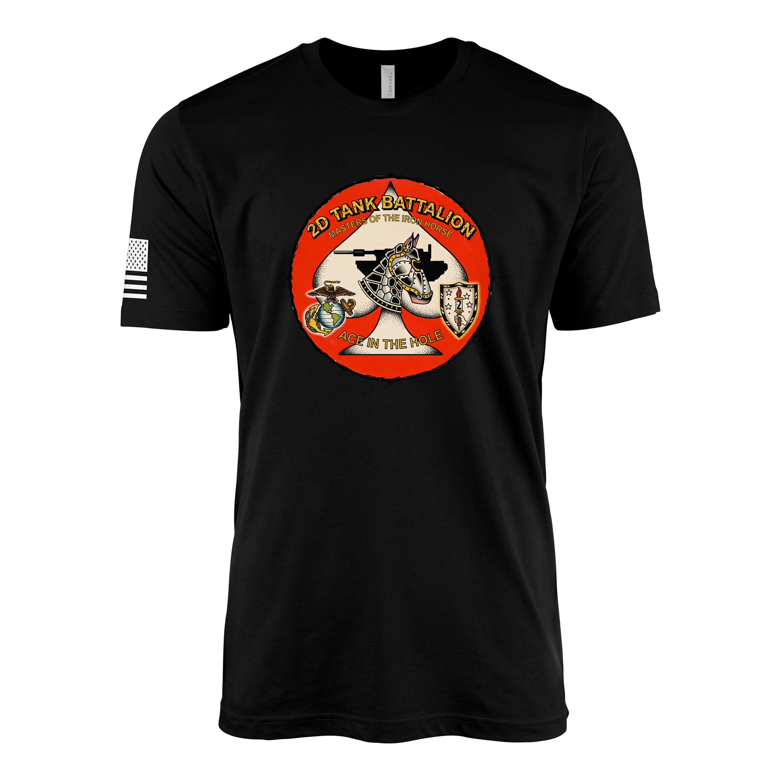 2nd Tank Battalion Strike Flash Sailor Jerry Style T-Shirt - Black